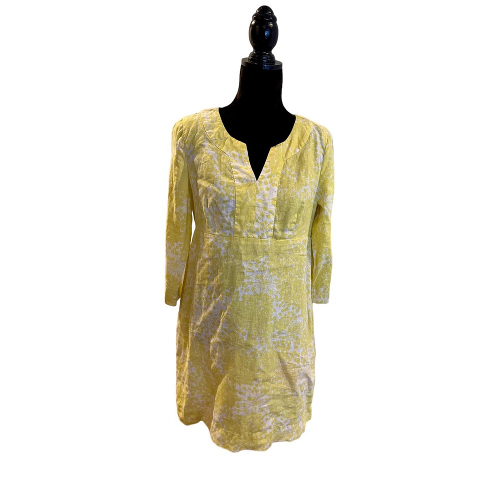 EUC Boden Yellow/White US 8R Linen Dress